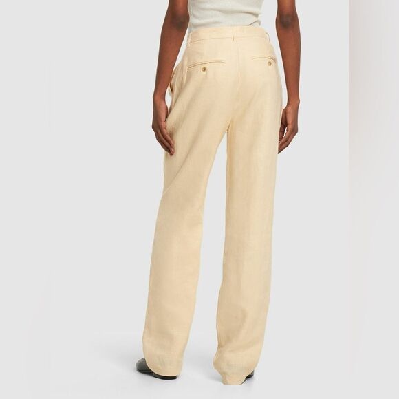 NWT Anine Bing Jay Straight Cream Pants Linen Size 30 - Picture 4 of 9